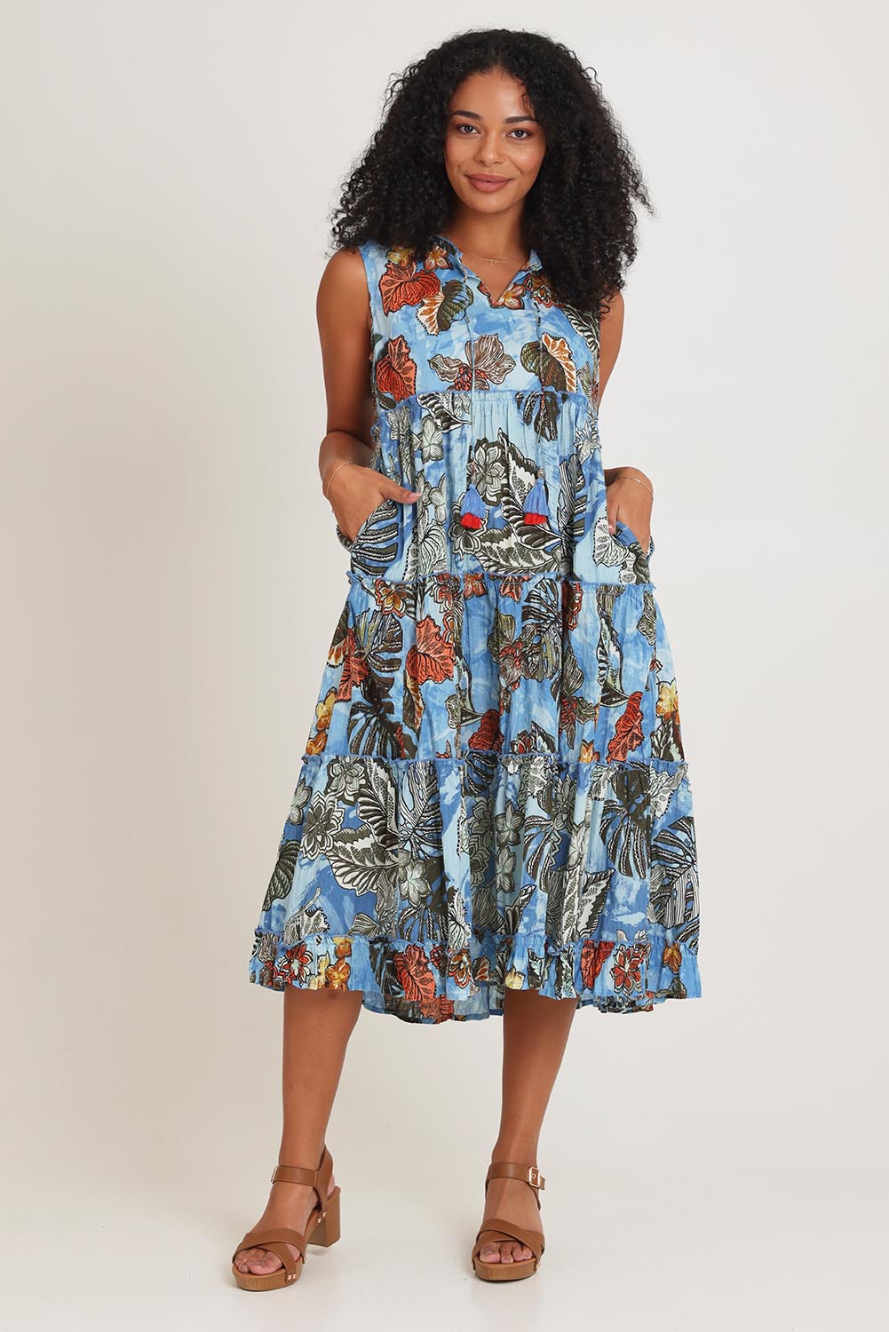 Cotton Sleeveless Layers Dress - Lima