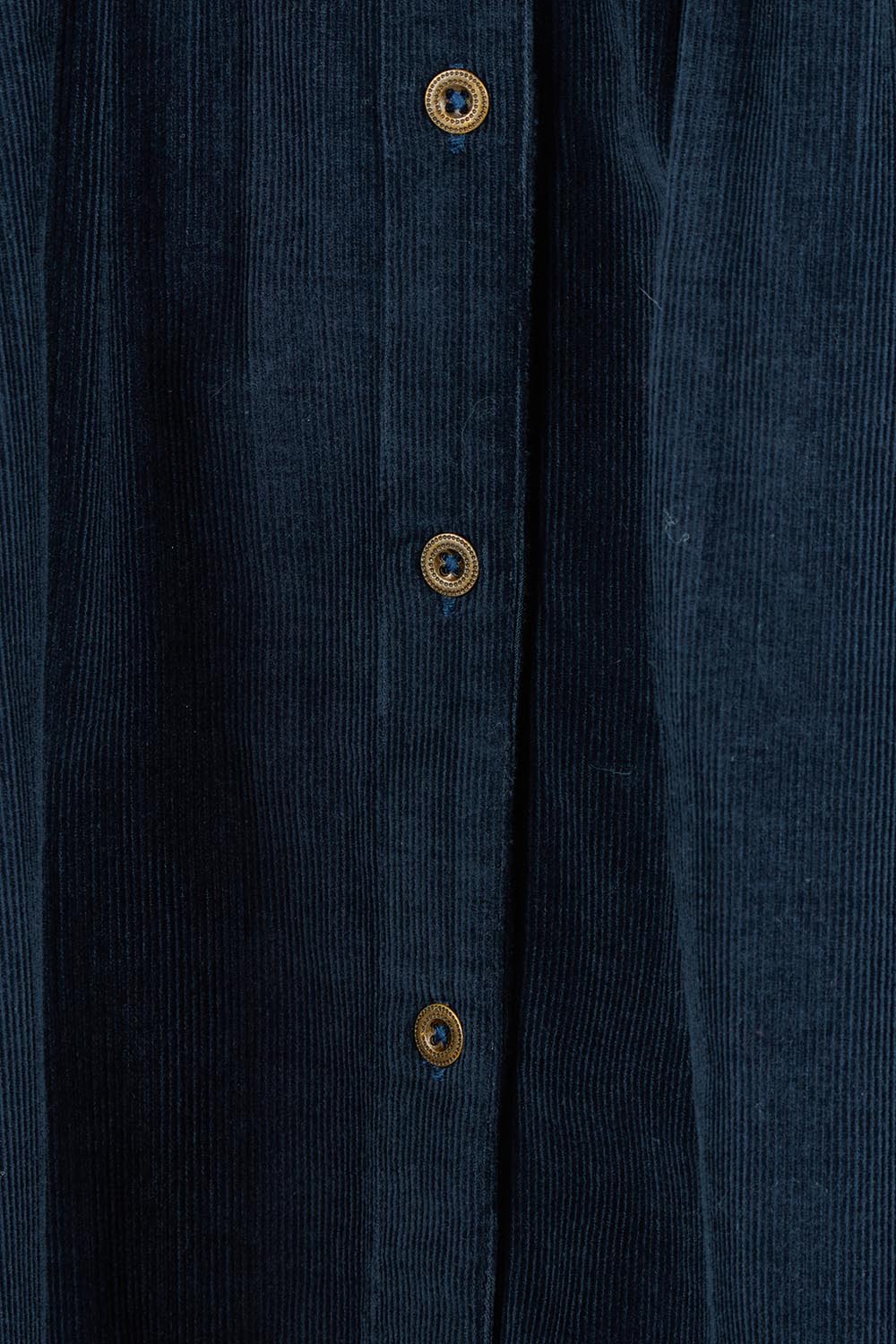Cord Collar Buttons Dress – Navy