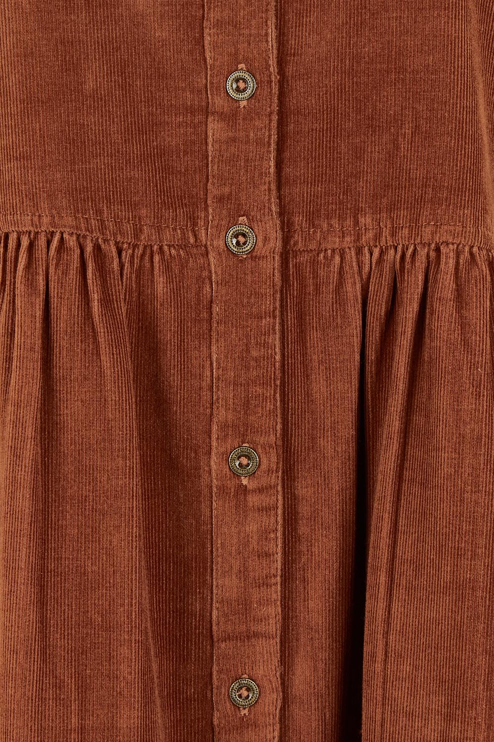 Cord Collar Buttons Dress – Tan