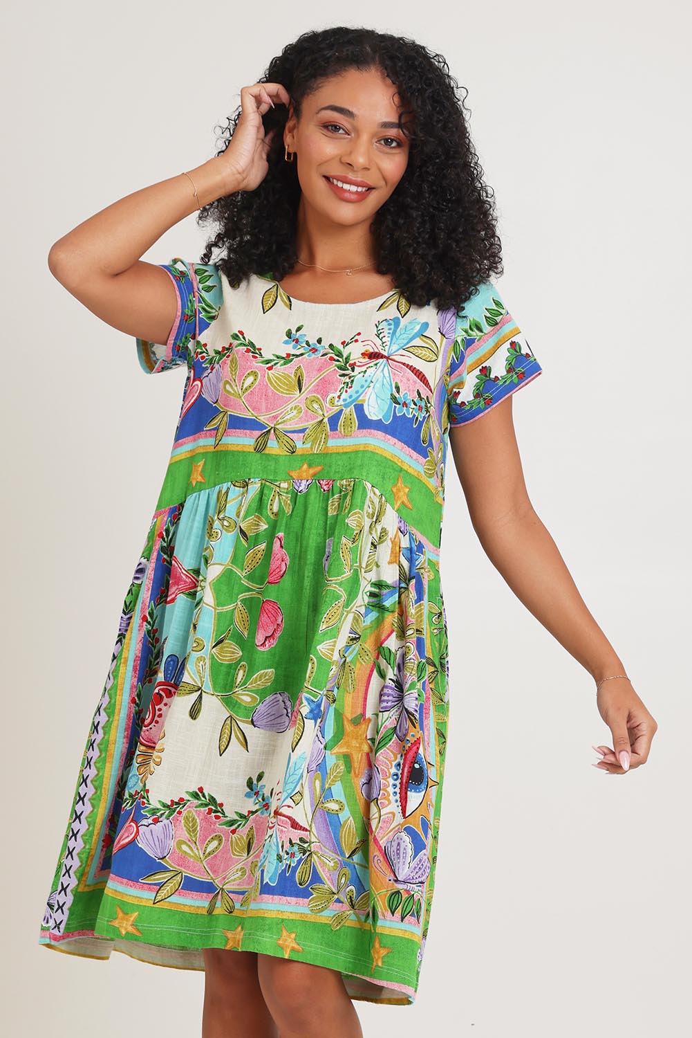 Boxy Cotton Dress - Santafe