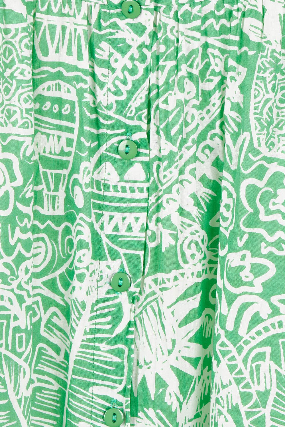 Collar Cotton Midi Dress - Green