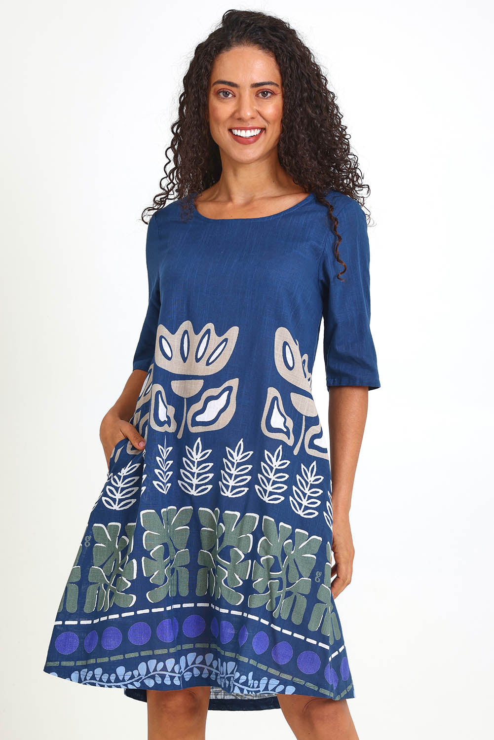 Contemporary Cotton Dress – Blue