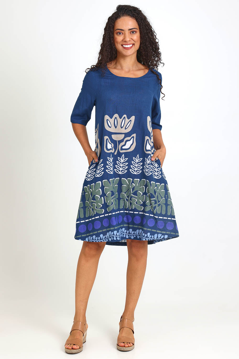 Contemporary Cotton Dress – Blue