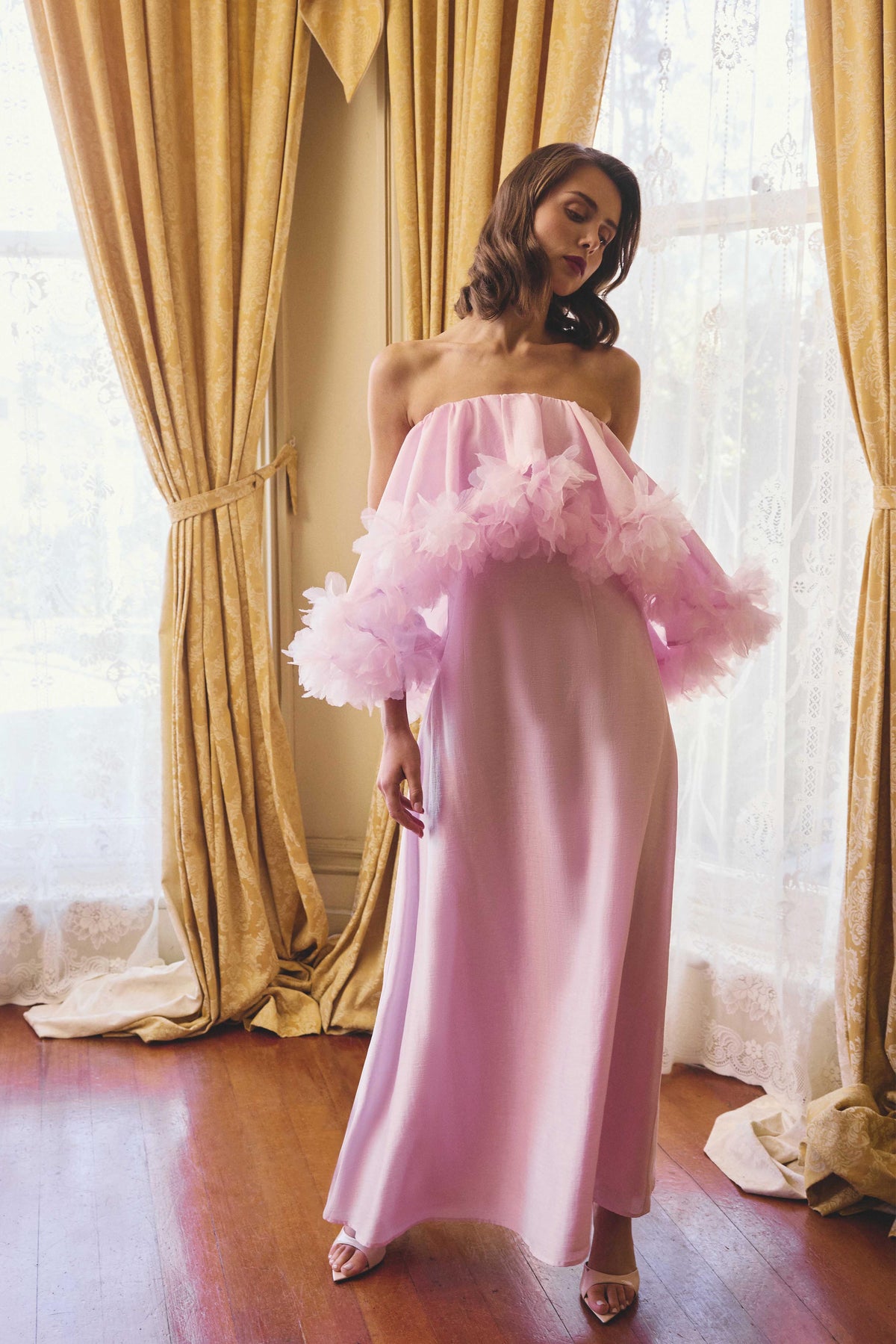 Fiorina Tiered Gown in Pale Pink