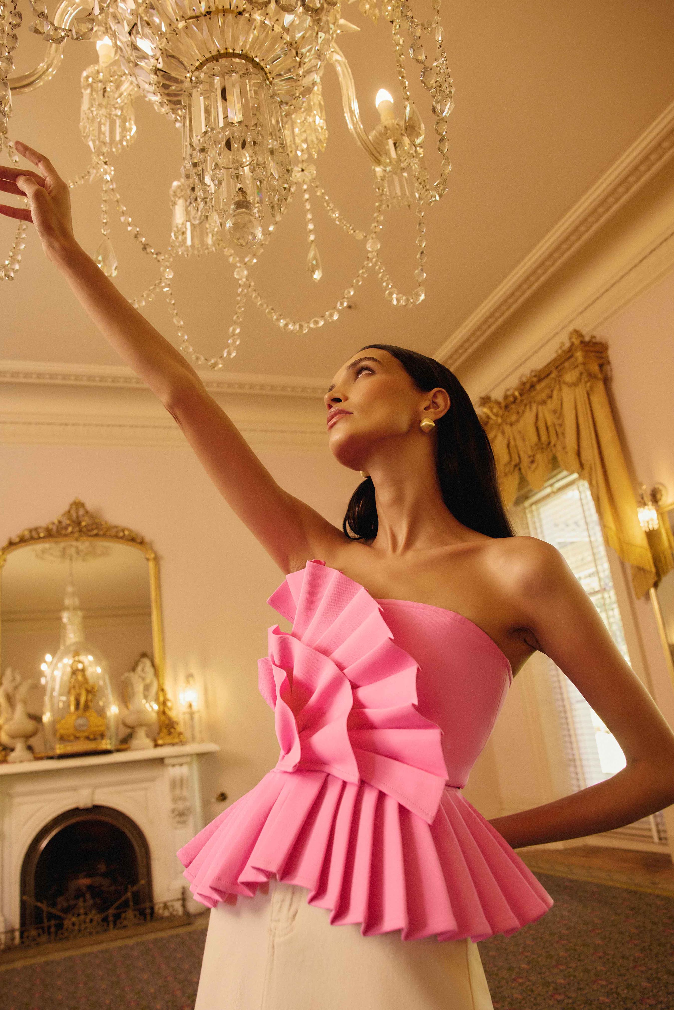 Orelia Pleated Top in Candy Pink