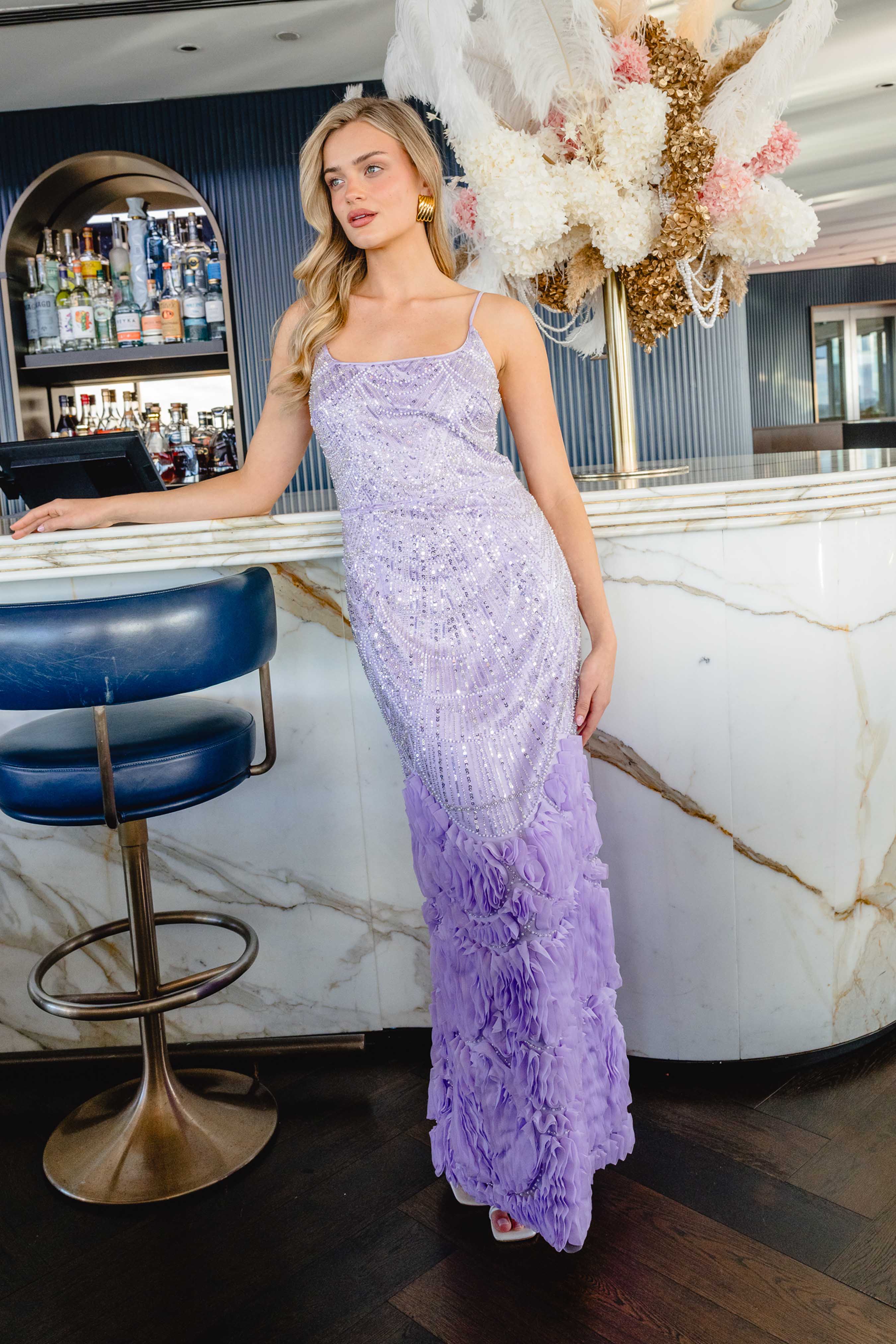 Cerise Embellished Gown in Purple