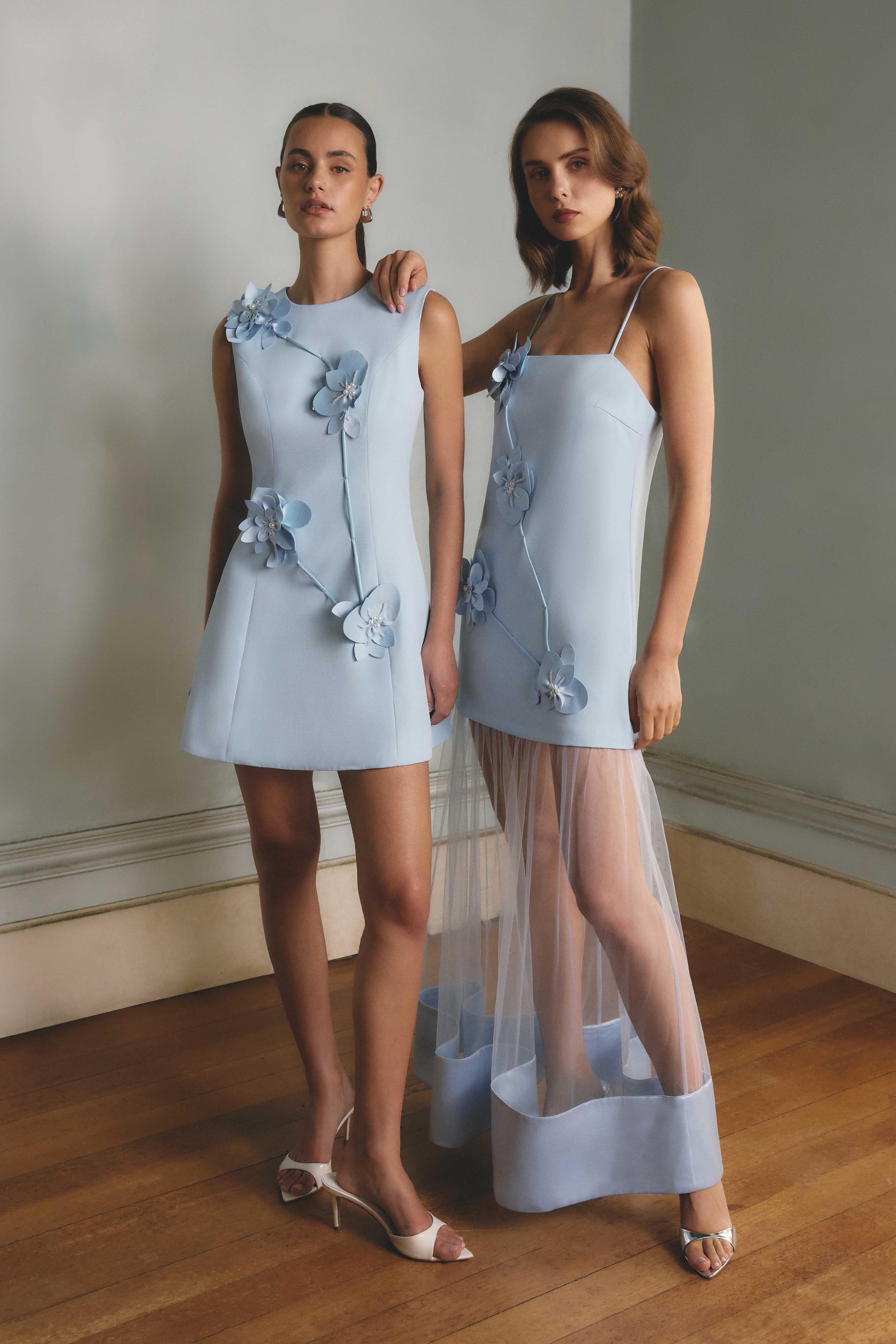 Reina Applique Mini Dress Dress Sky Blue