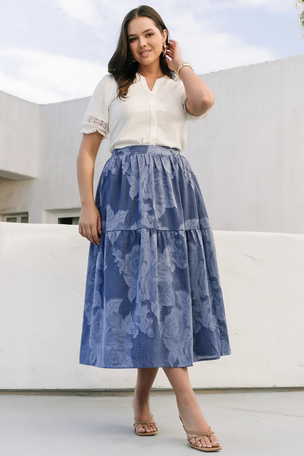 Alejandra Midi Skirt | Blue Floral