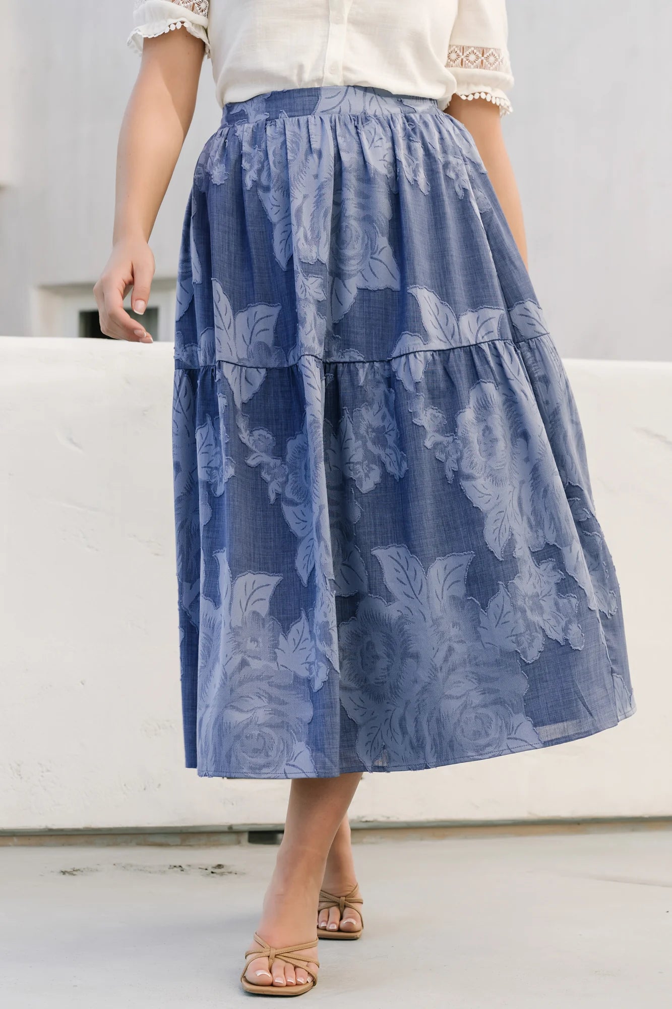 Alejandra Midi Skirt | Blue Floral