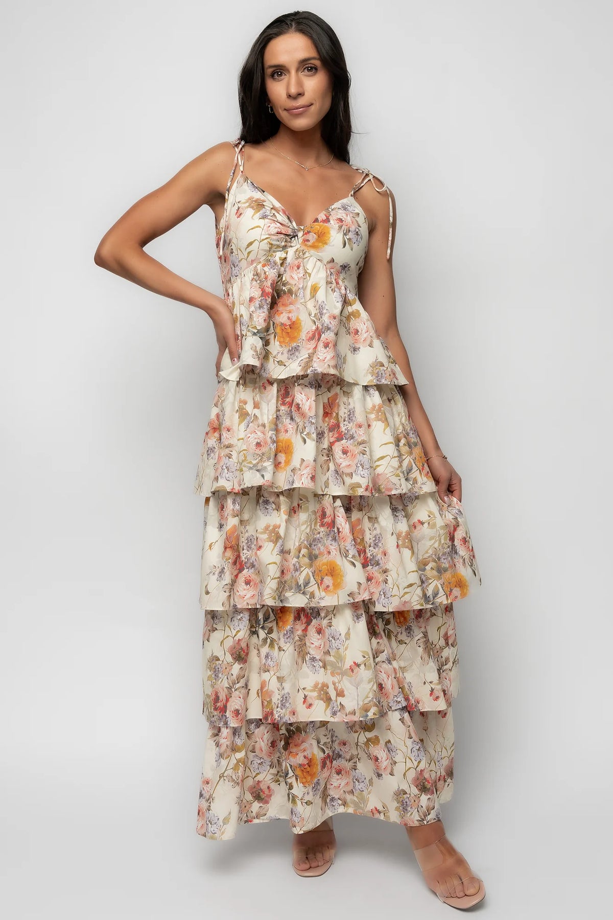 Angelica Tiered Maxi Dress | Multi Floral