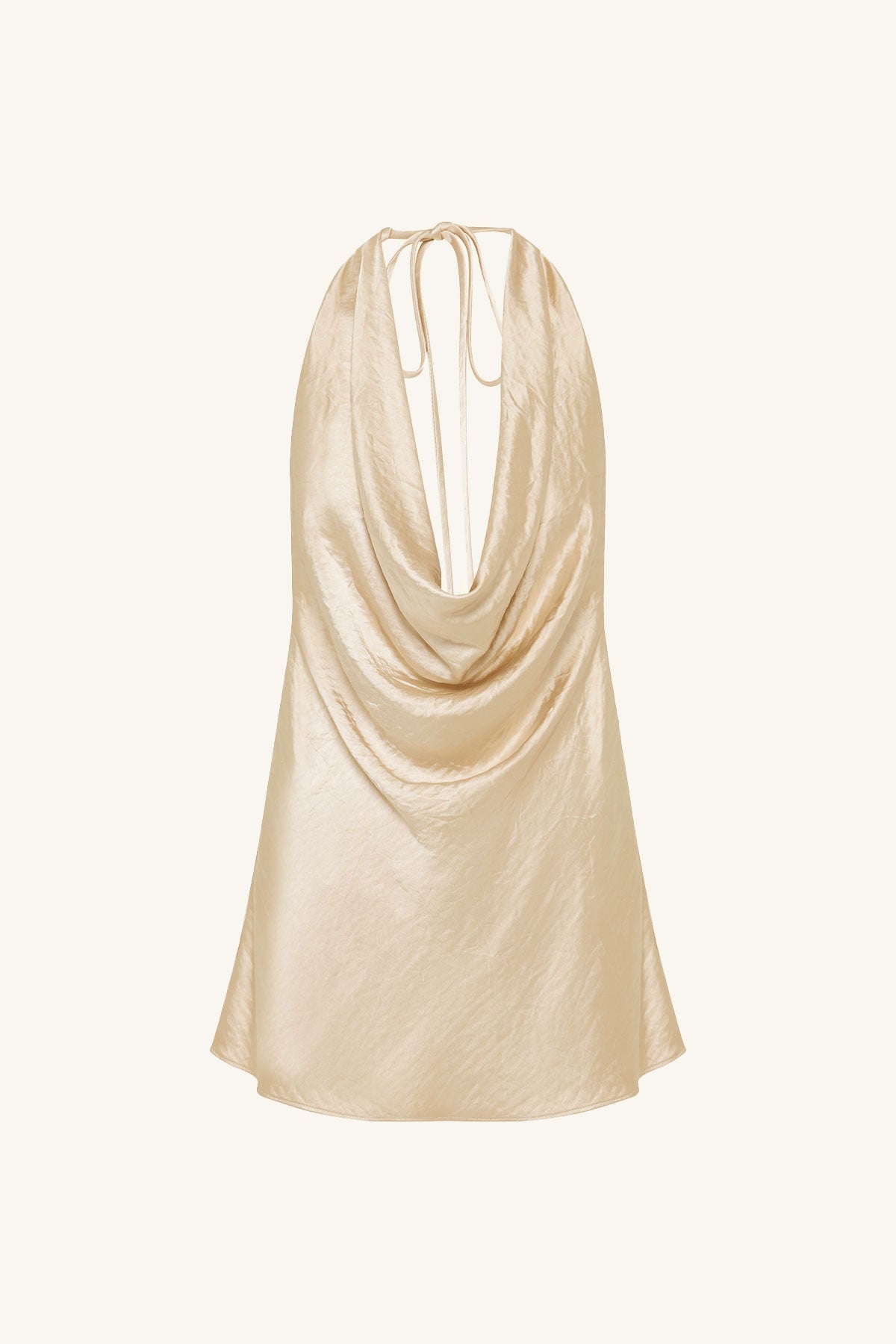 ANDIE CRUSHED LOW COWL MINI DRESS - CHAMPAGNE