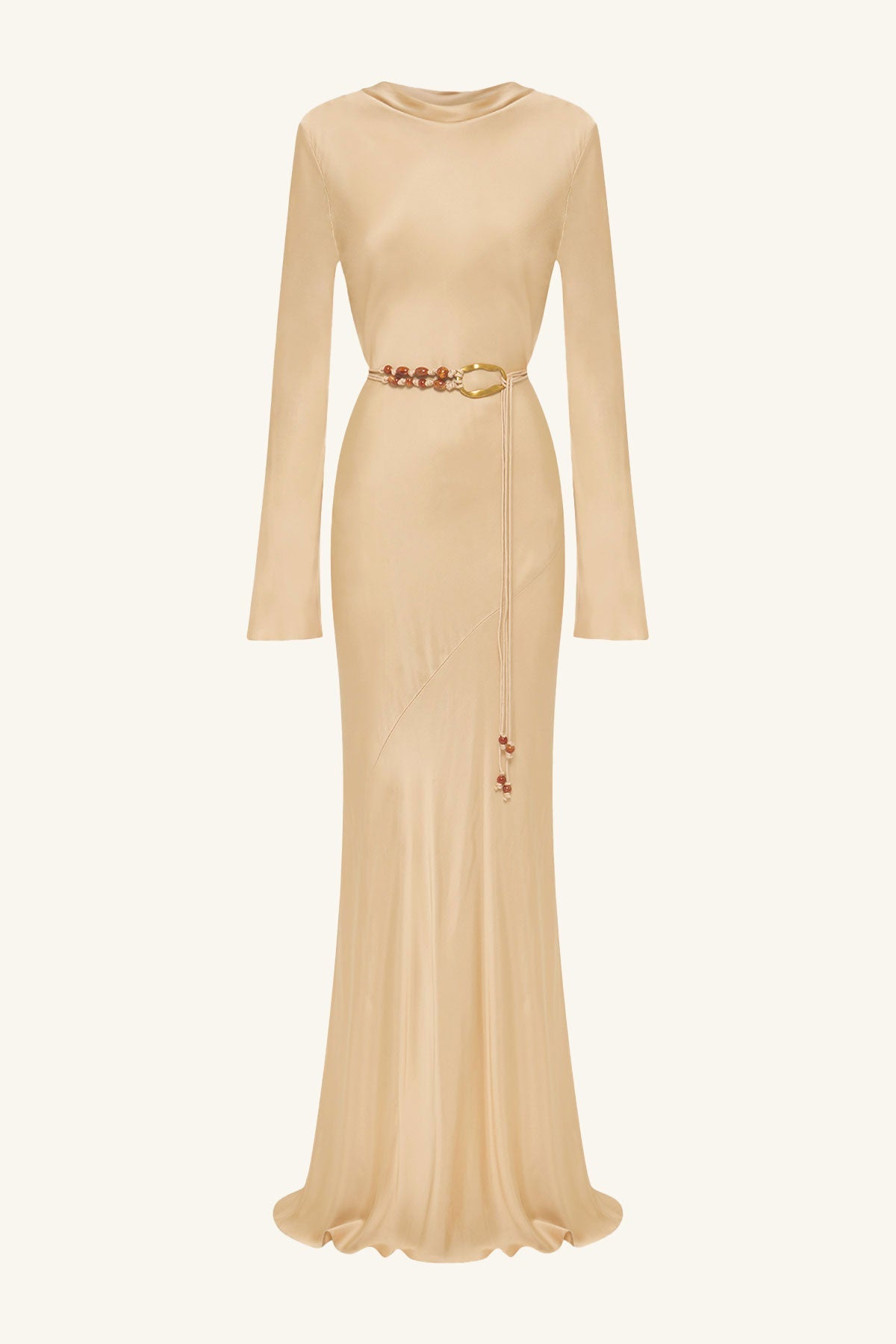 AGNES LONG SLEEVE MAXI DRESS WITH BELT - OAT