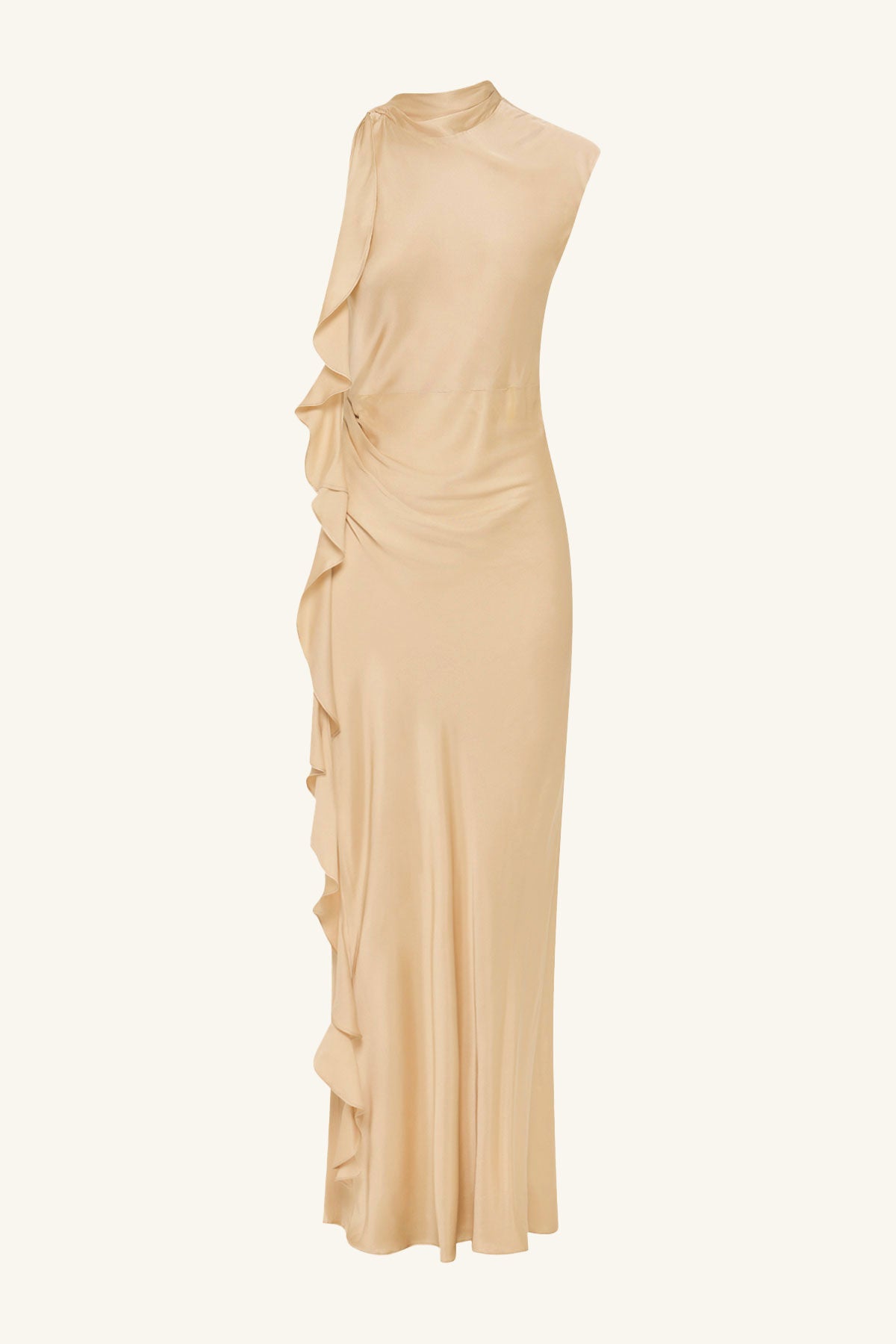 AGNES DRAPED RUFFLE MAXI DRESS - OAT