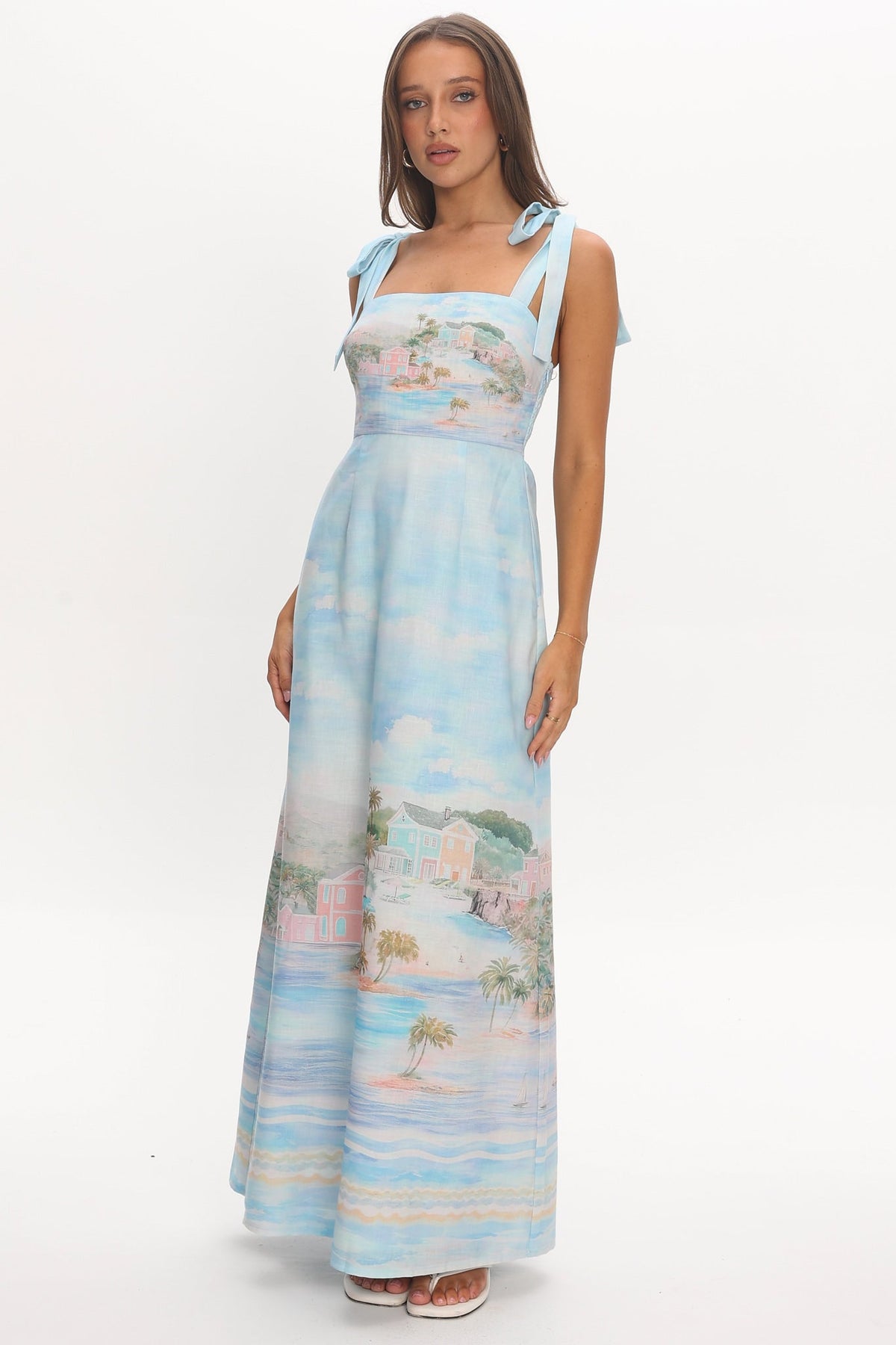 Cove Hideaway Tie Strap Maxi Dress Blue