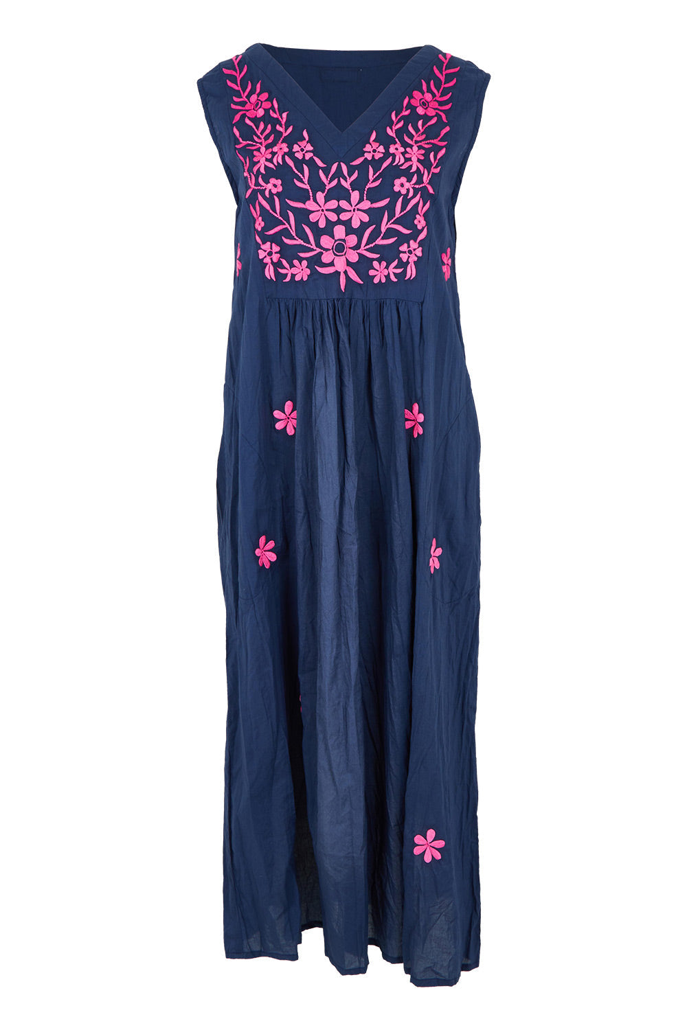 Andaman Cotton Midi Dress - Navy