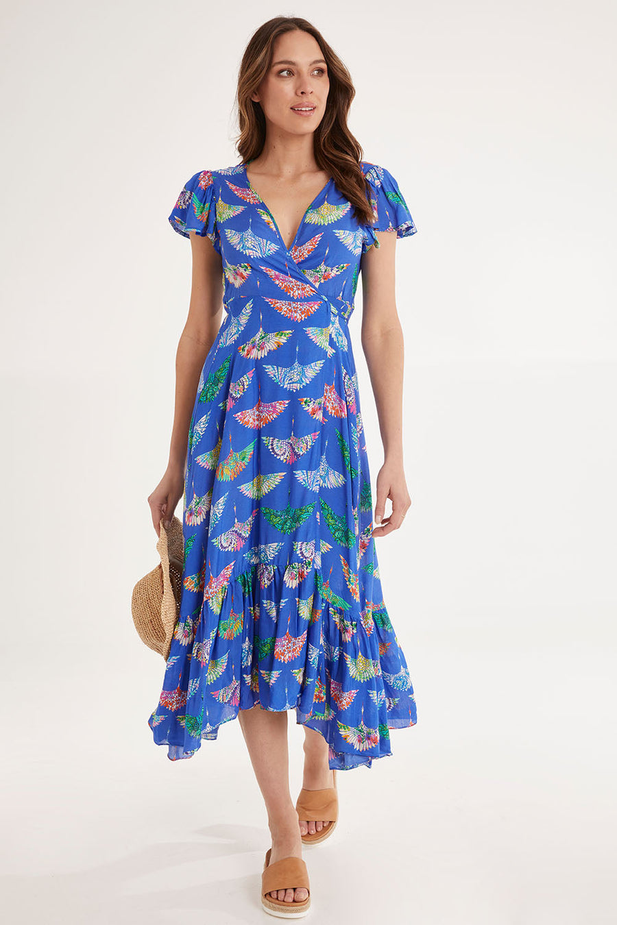 Birds Of Surfers Wrap Dress - Blue