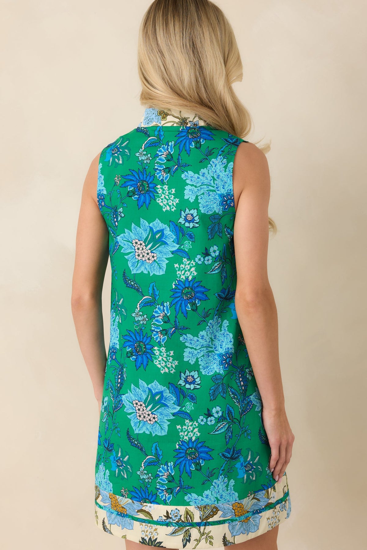Blooming with Purpose Green & Blue Floral Cotton Mini Dress