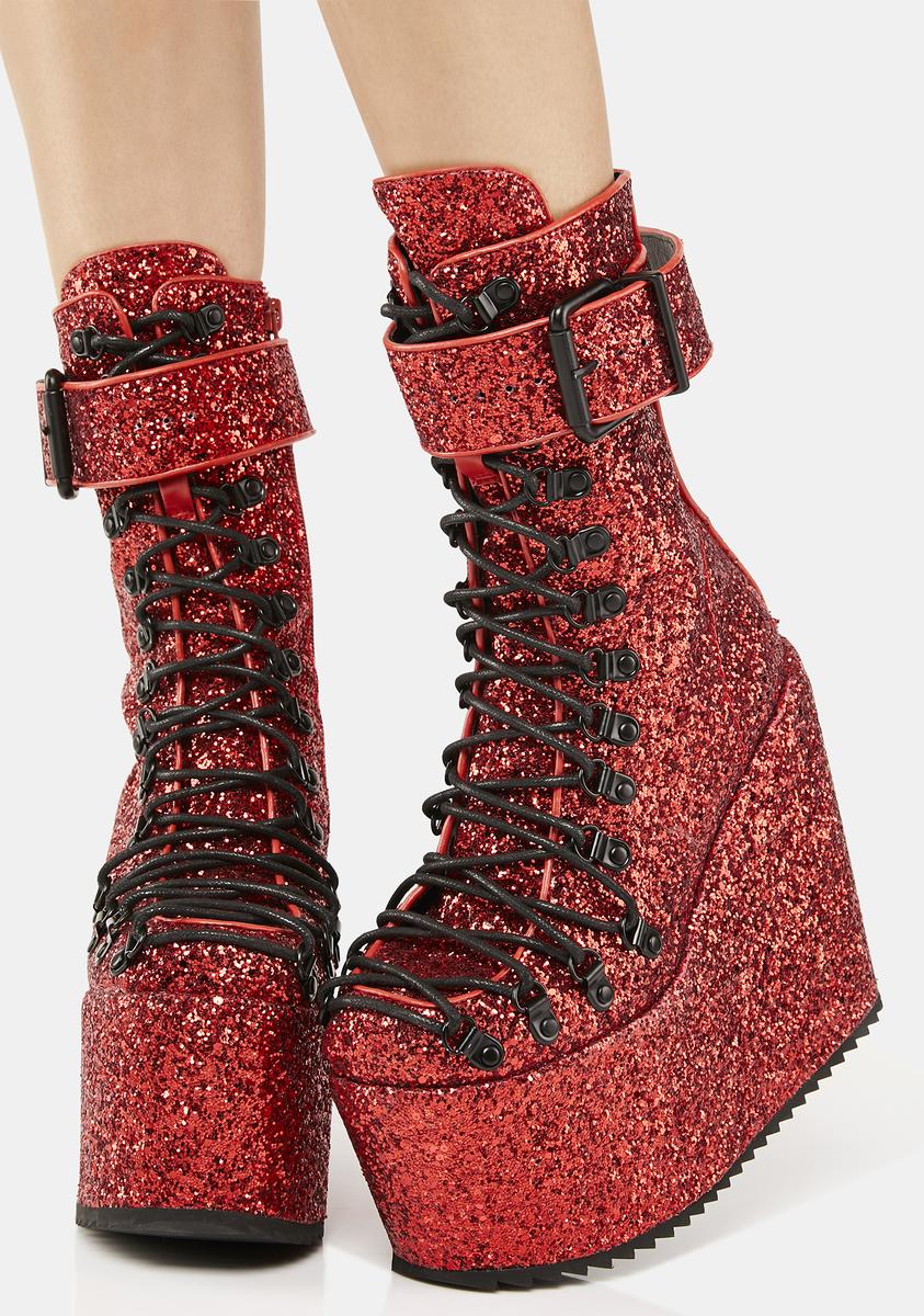 Red Glitter Traitor Boots