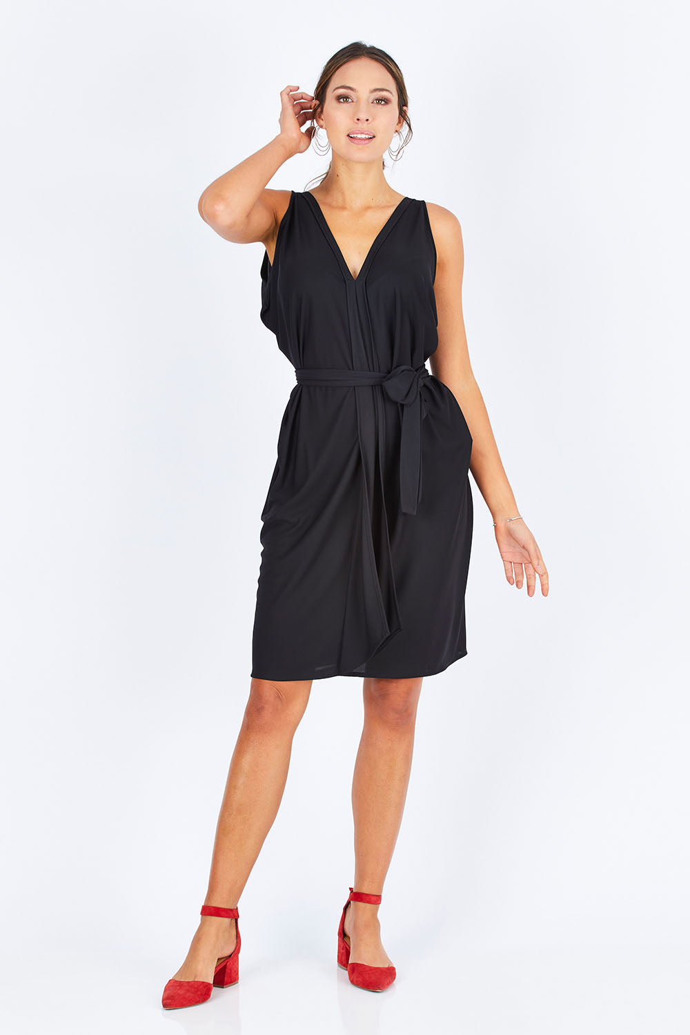 Column Drape Dress - Black