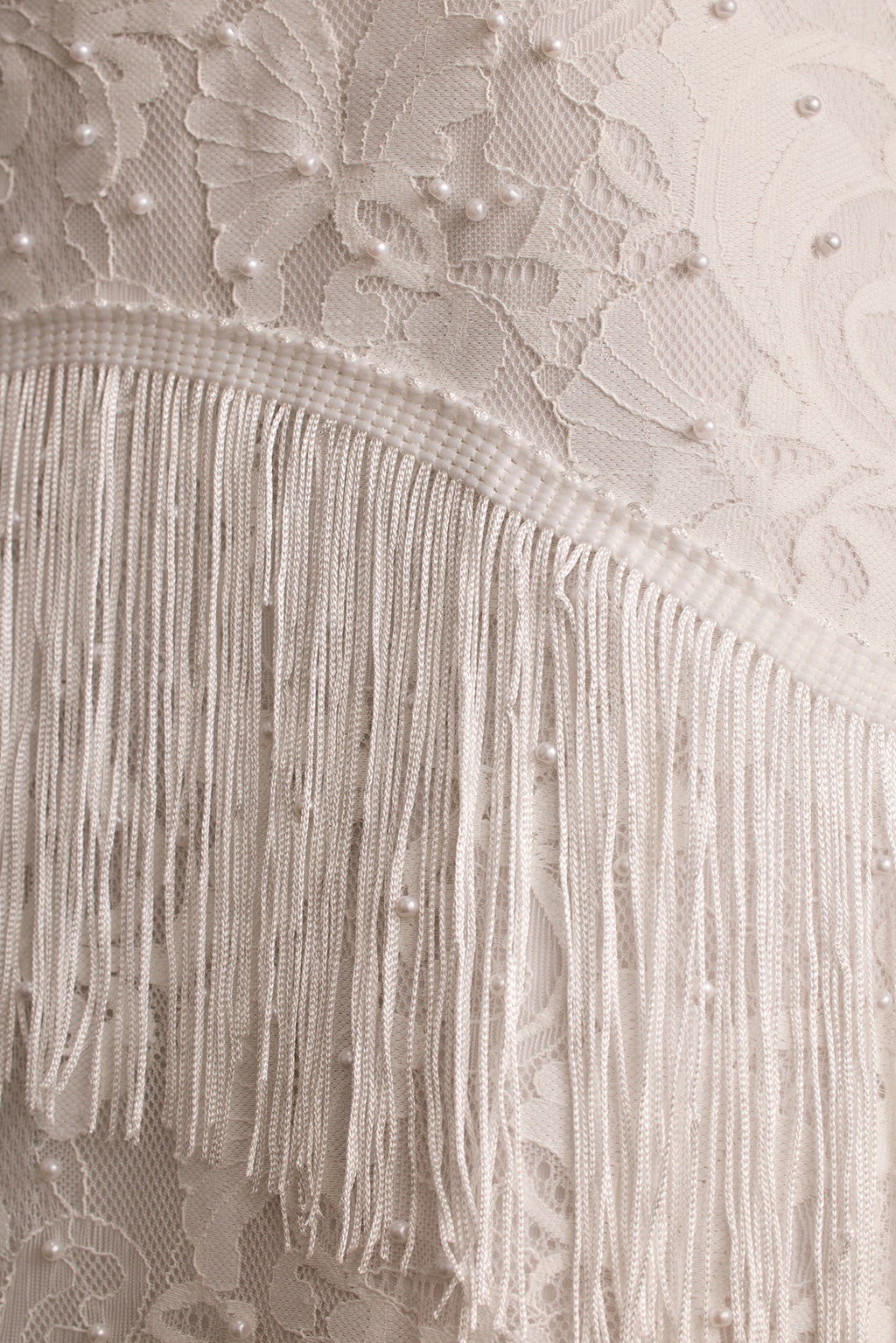 Shadows White Lace Fringe Maxi Dress
