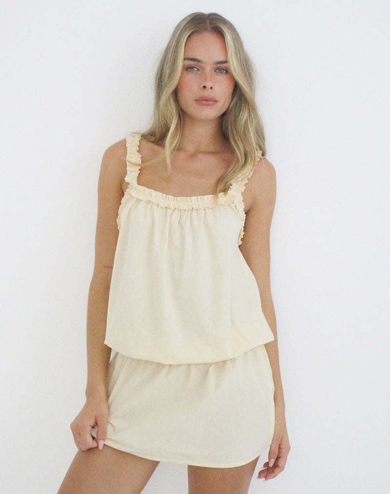 Shasta Mini Dress in Poplin Buttermilk