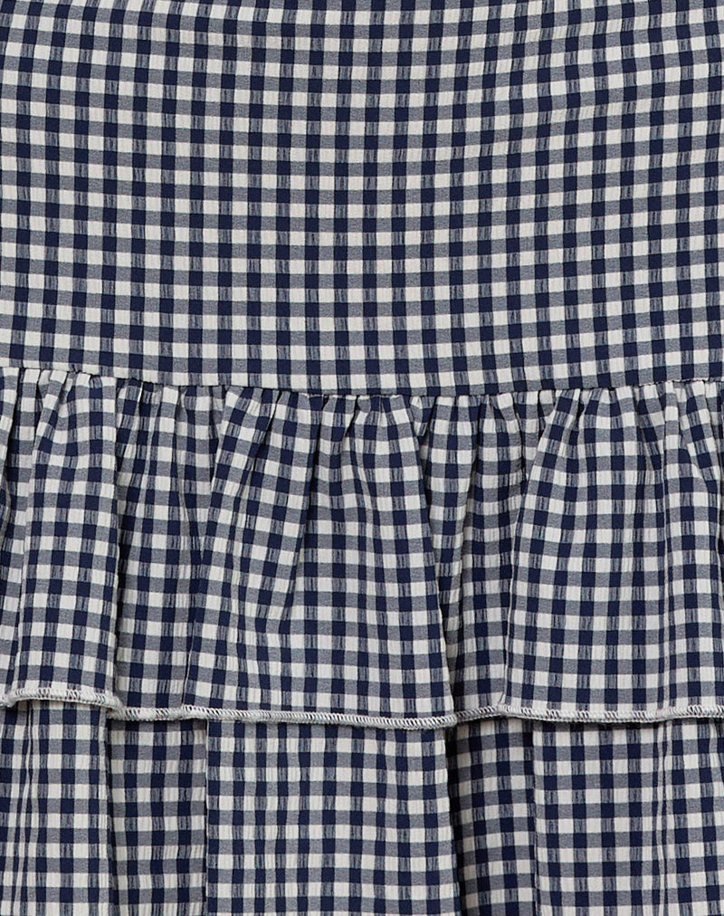 Sitav Dress in Seersucker Gingham Navy