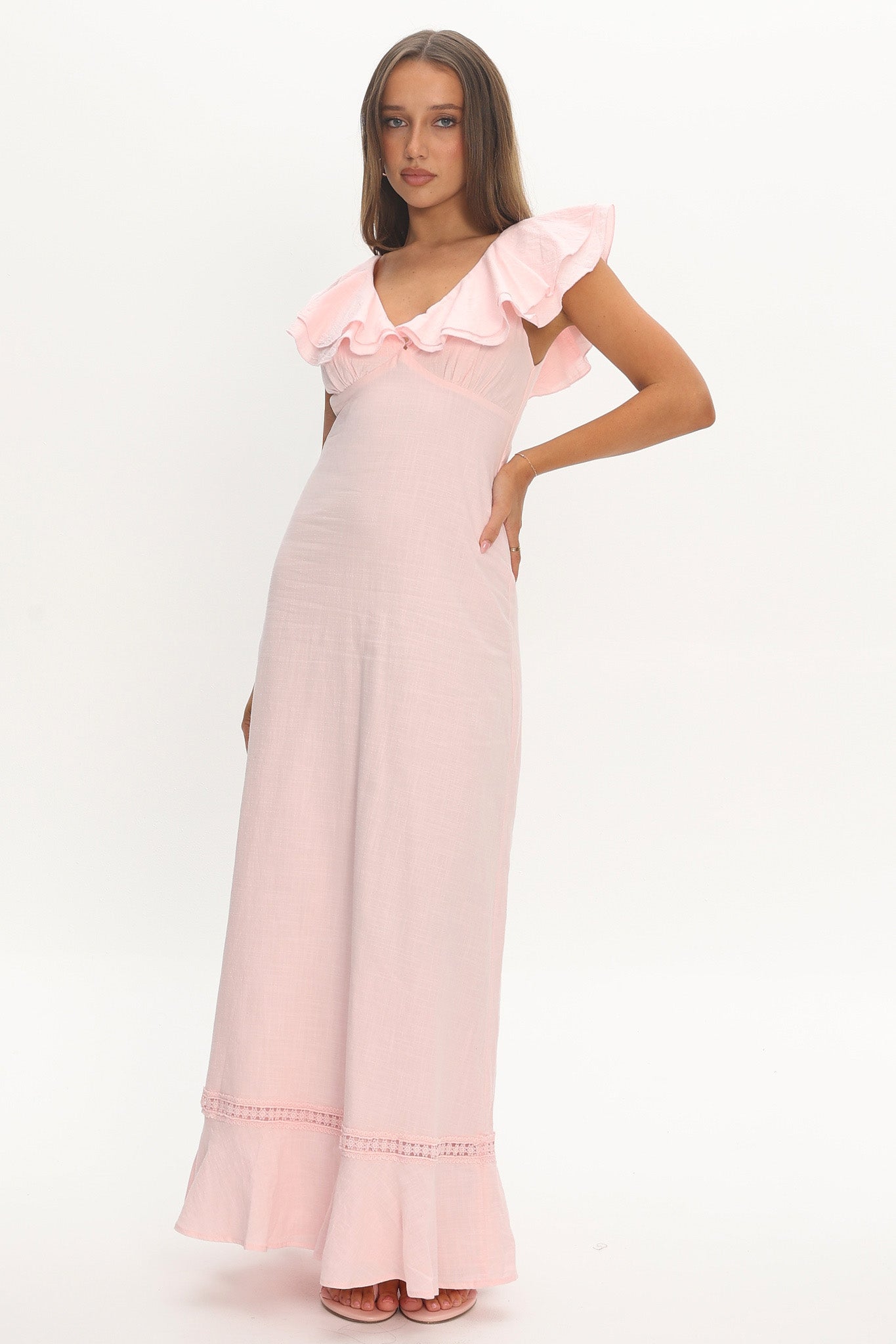 Posie Ruffle Tiered Maxi Dress Pink