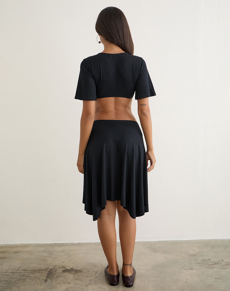 Nestapa Tie Waist Midi Skirt in Black