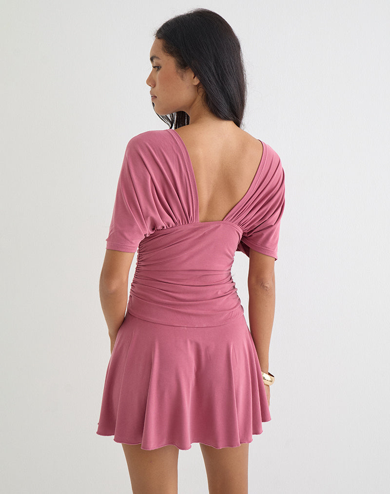Sunmi Mini Dress in Cupro Raspberry
