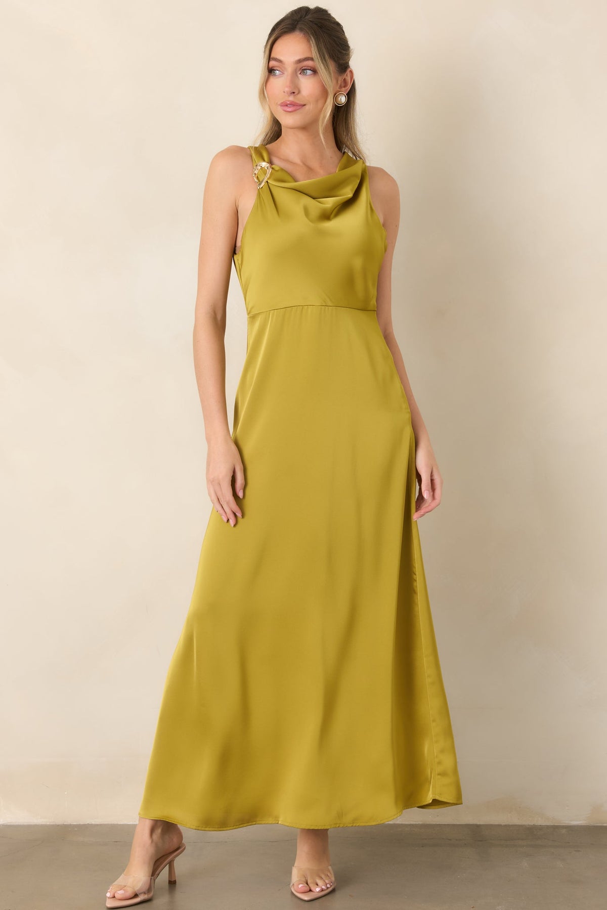 And Then Everything Changed Chartreuse Satin Maxi Dress