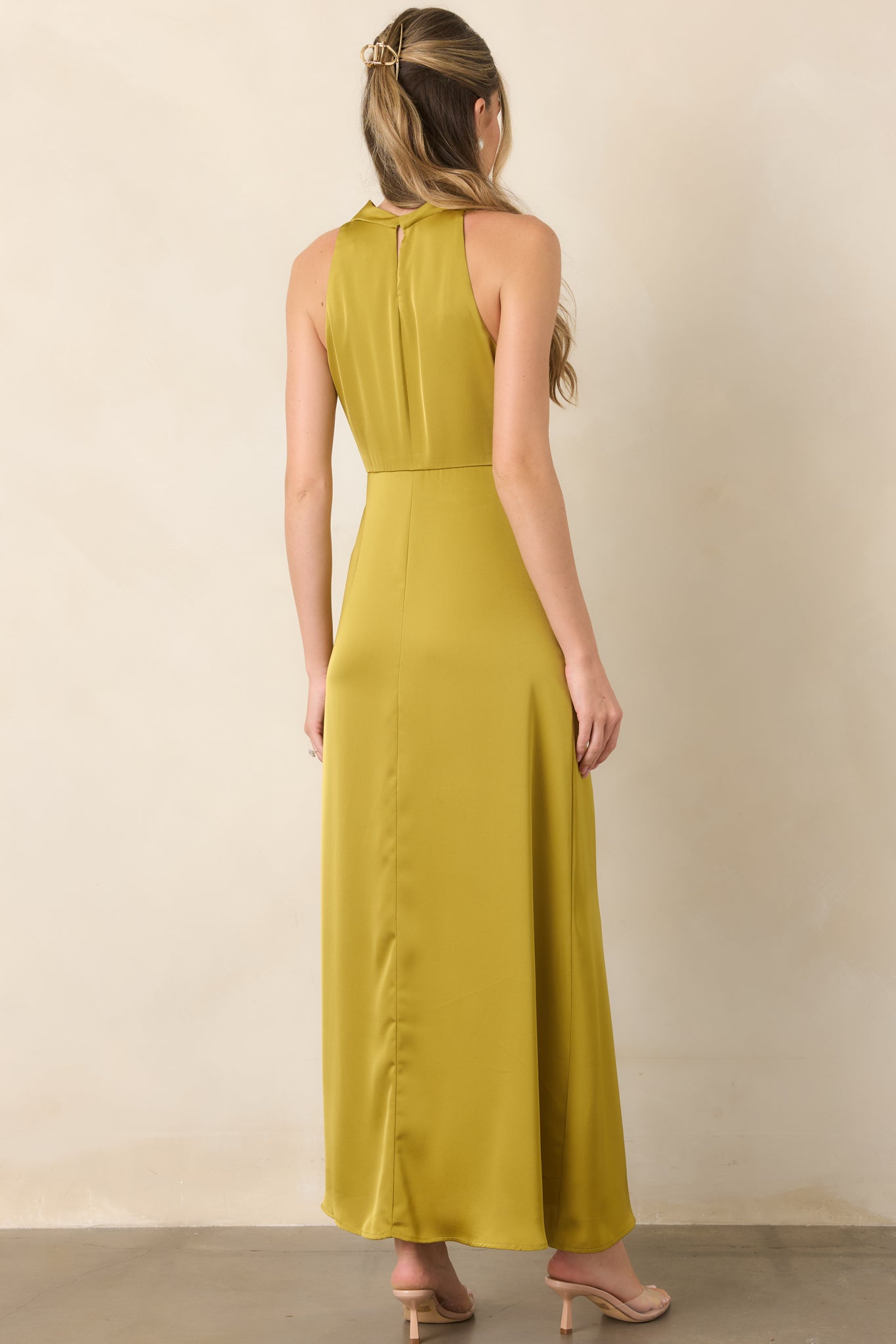 And Then Everything Changed Chartreuse Satin Maxi Dress