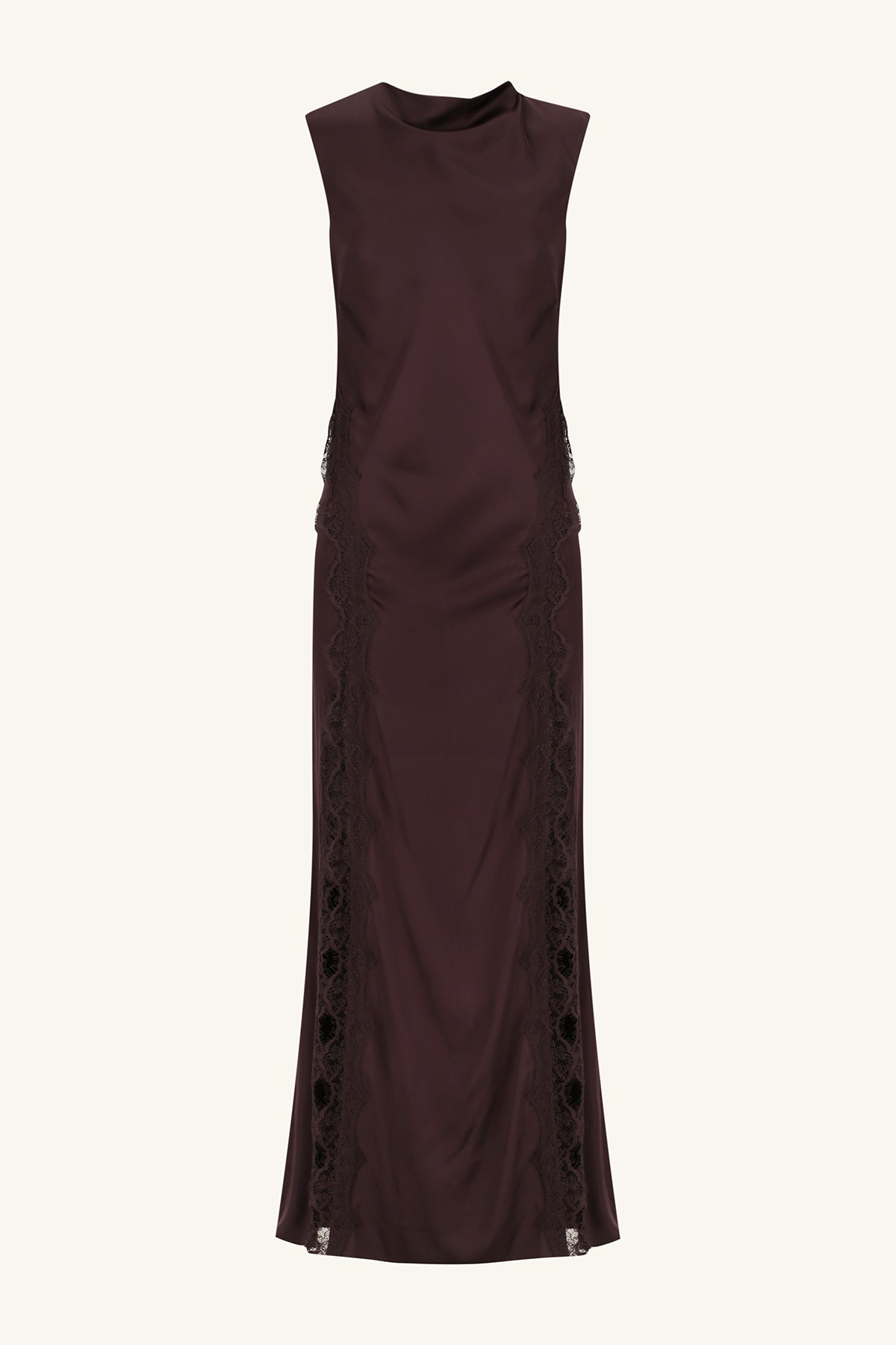 ALLEGRA LACE PANELLED MAXI DRESS - ESPRESSO
