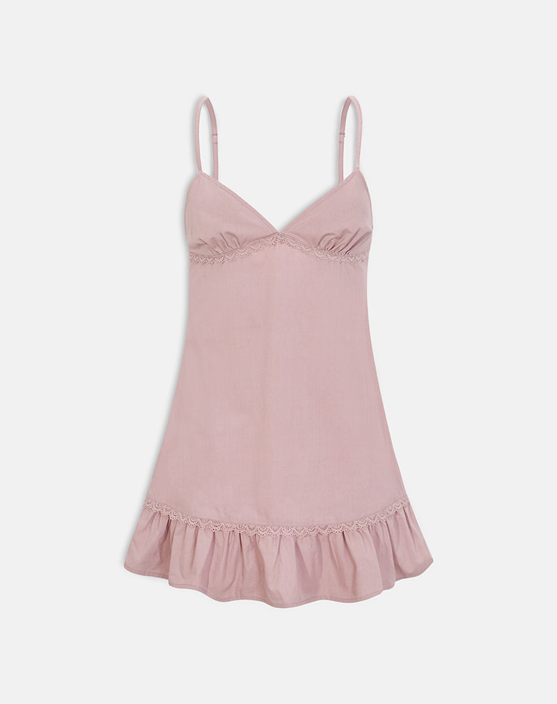 Tavita Mini Dress in Poplin Dusty Rose