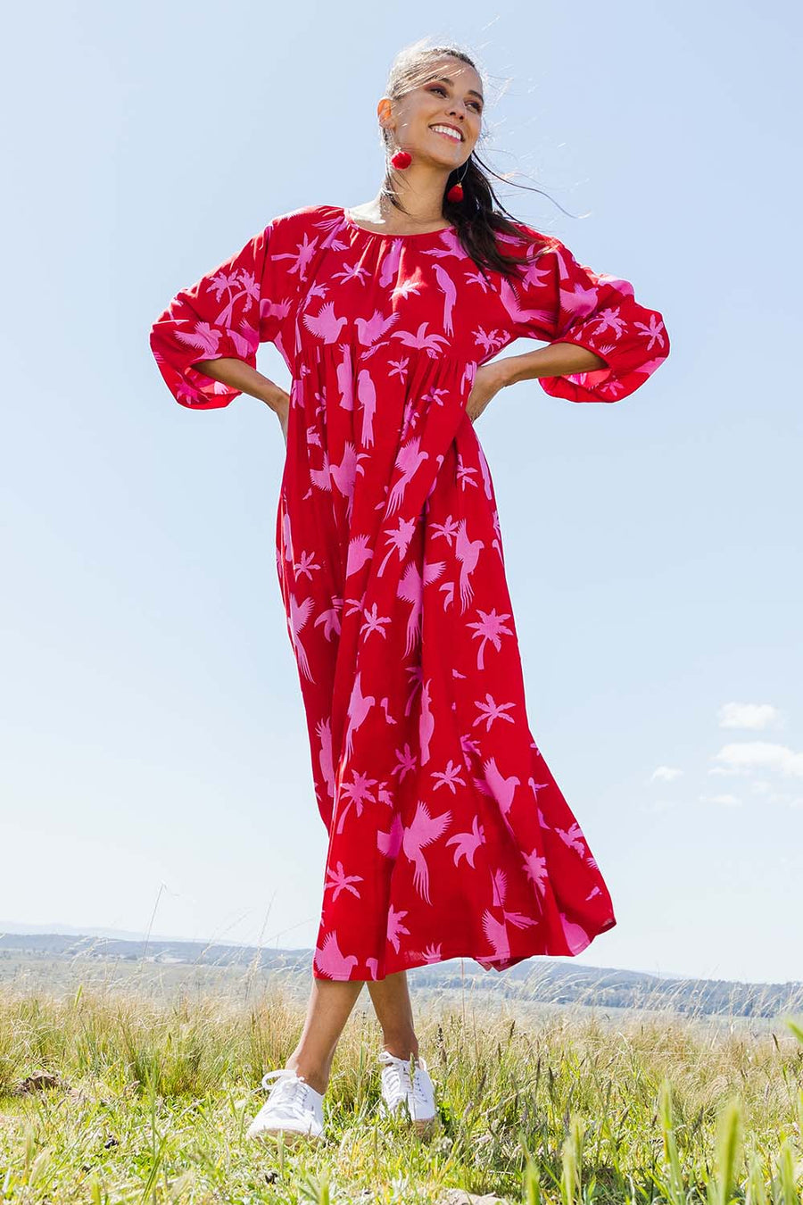 Alice Gathered Dress - Bird