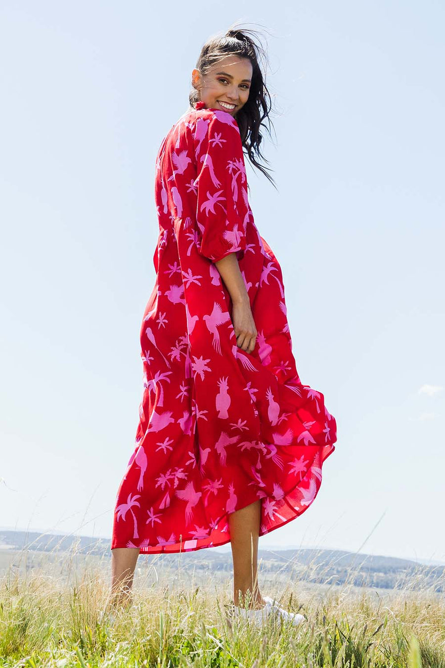 Alice Gathered Dress - Bird