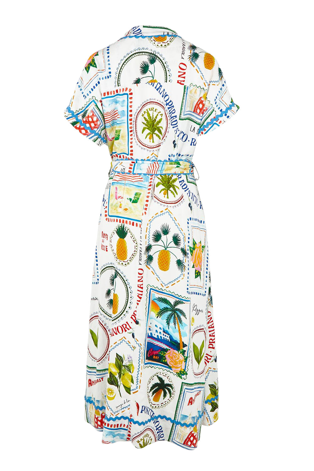 Amalfi Linen Blend Dress - Bluemulti
