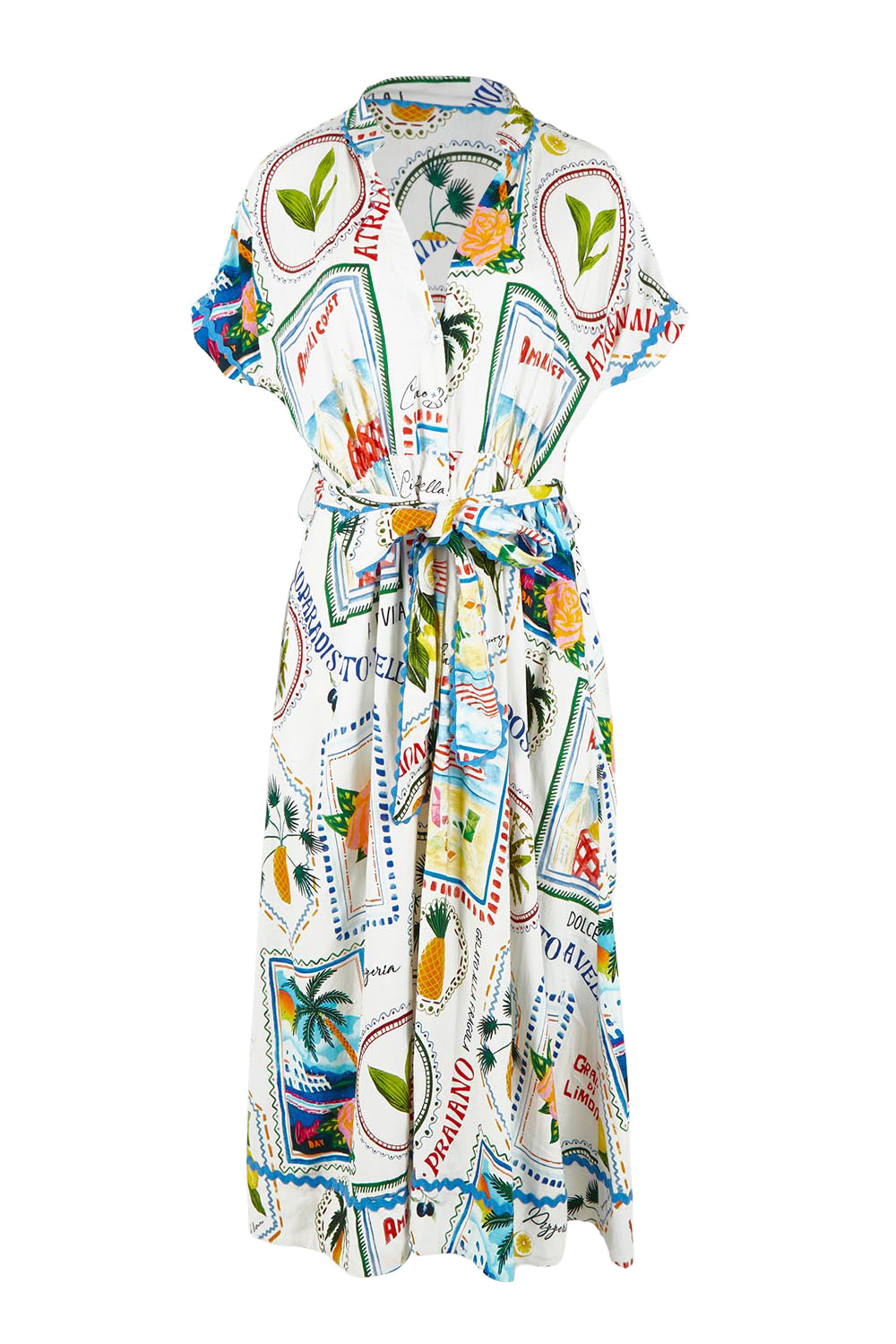 Amalfi Linen Blend Dress - Bluemulti