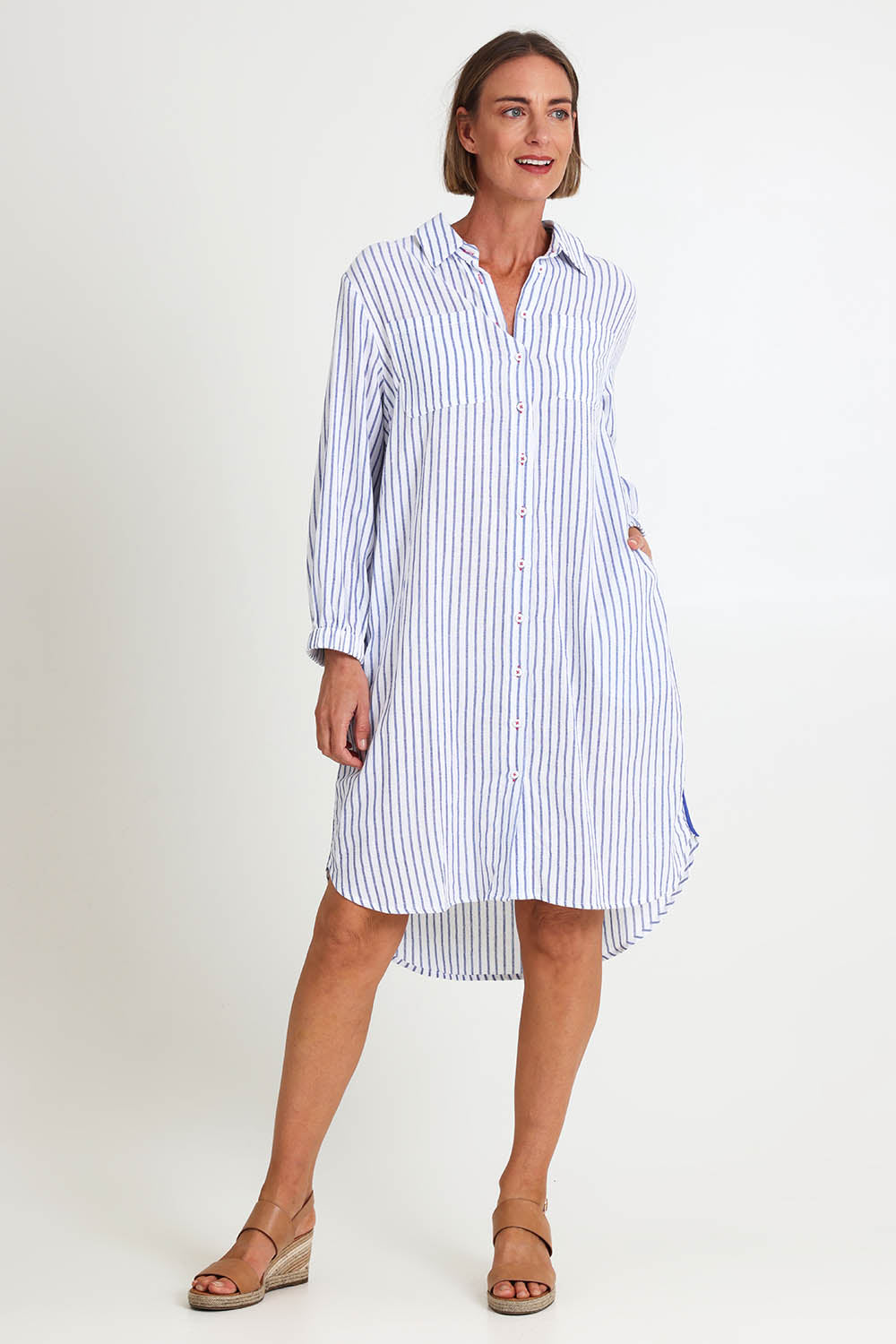 Coast Stripe Shirtdress – Bluewhite