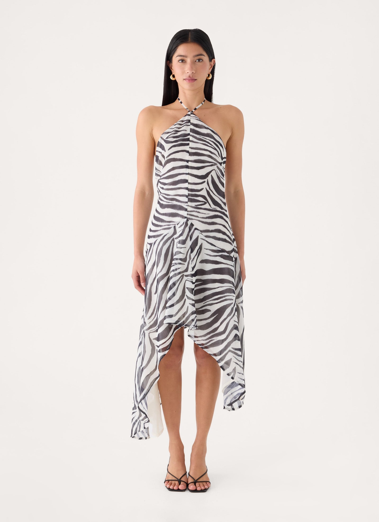 Tunelia Asymmetric Midi Dress - Zebra