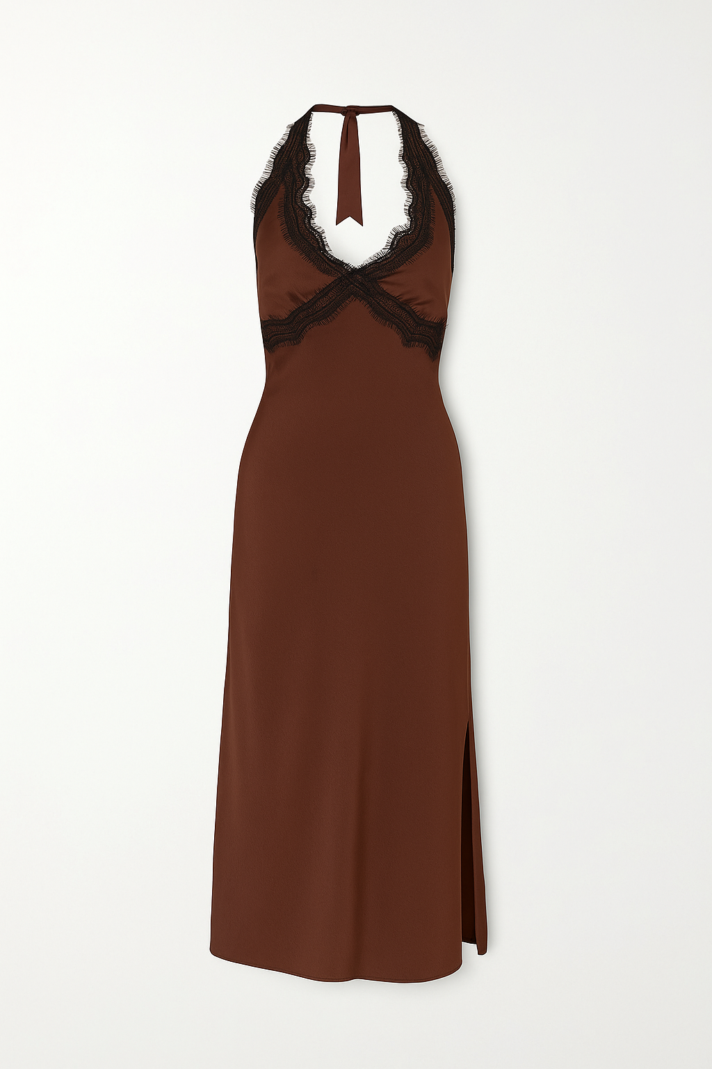 Vanessa Espresso Satin Midi Dress