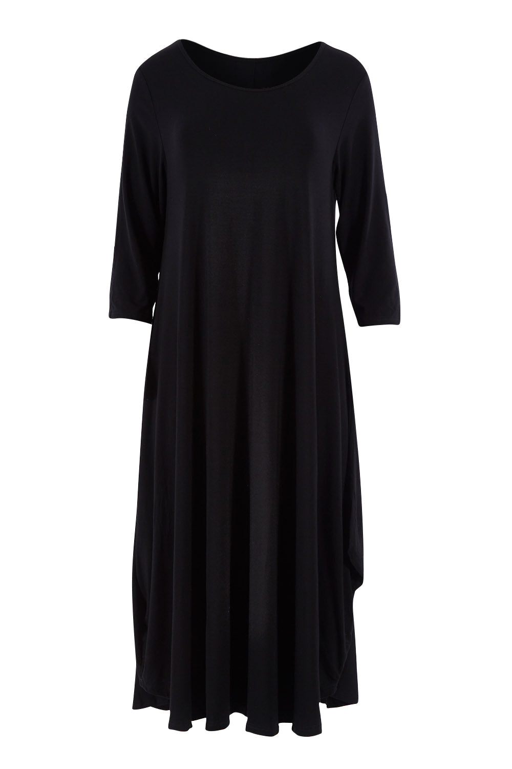 3/4 Sleeve Bamboo Maxi Dress - Black