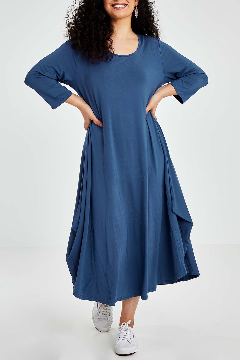 3/4 Sleeve Bamboo Maxi Dress - Denim