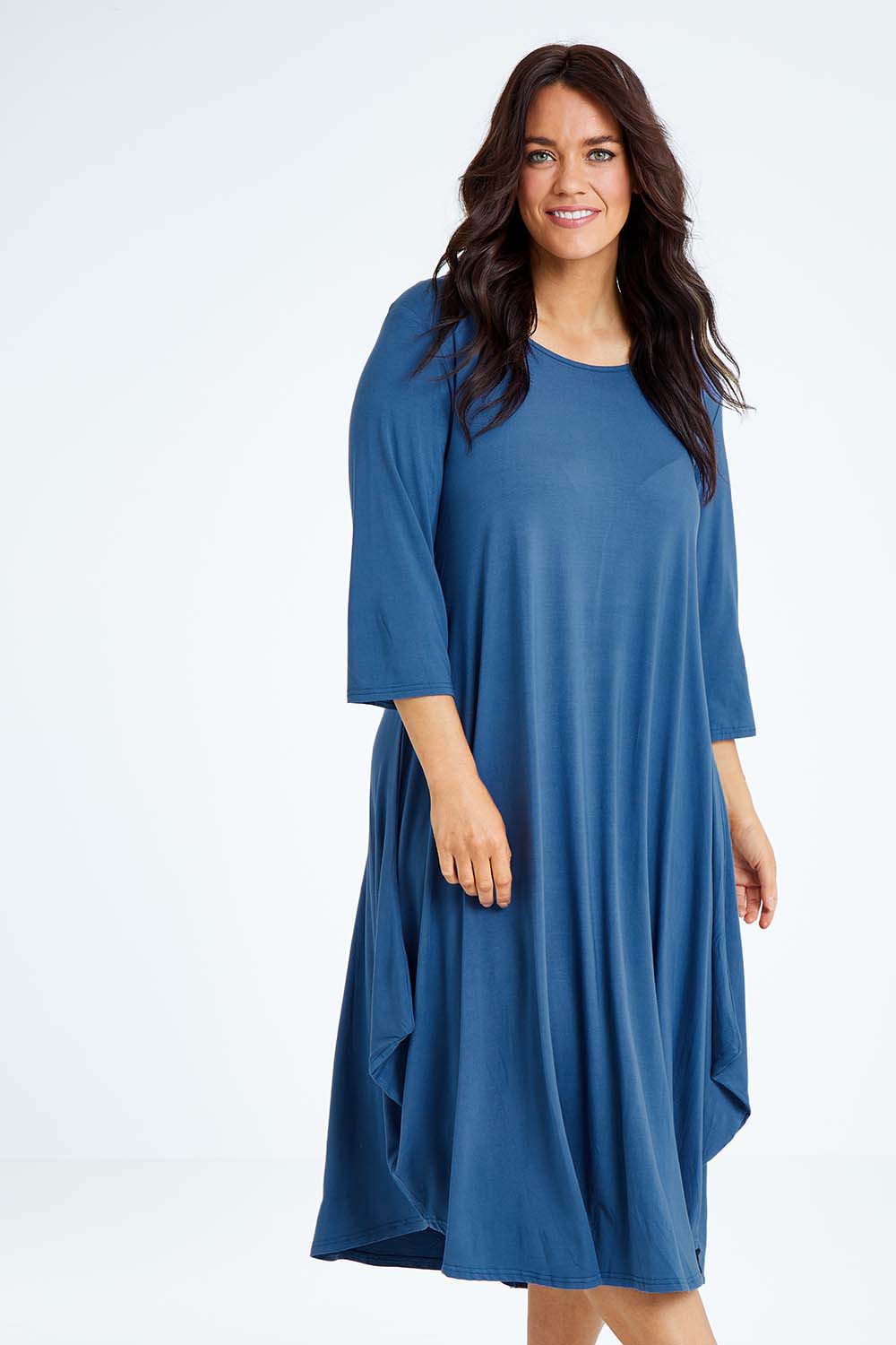 3/4 Sleeve Bamboo Maxi Dress - Denim
