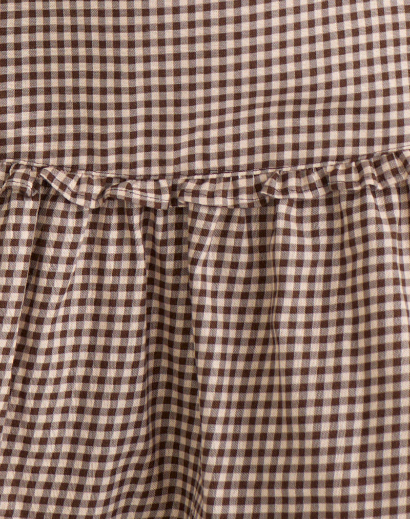 Buffya Mini Skirt in Mini Gingham Brown