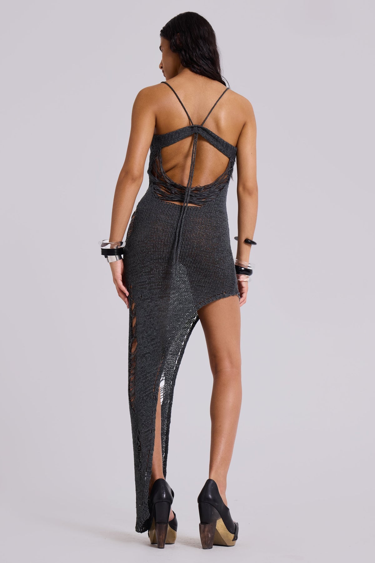 Zila Asymmetric Distressed Knit Dress