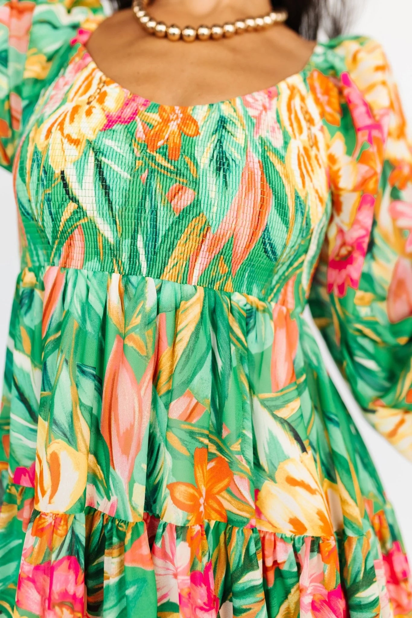 Acapulco Short Dress | Green Multi Print