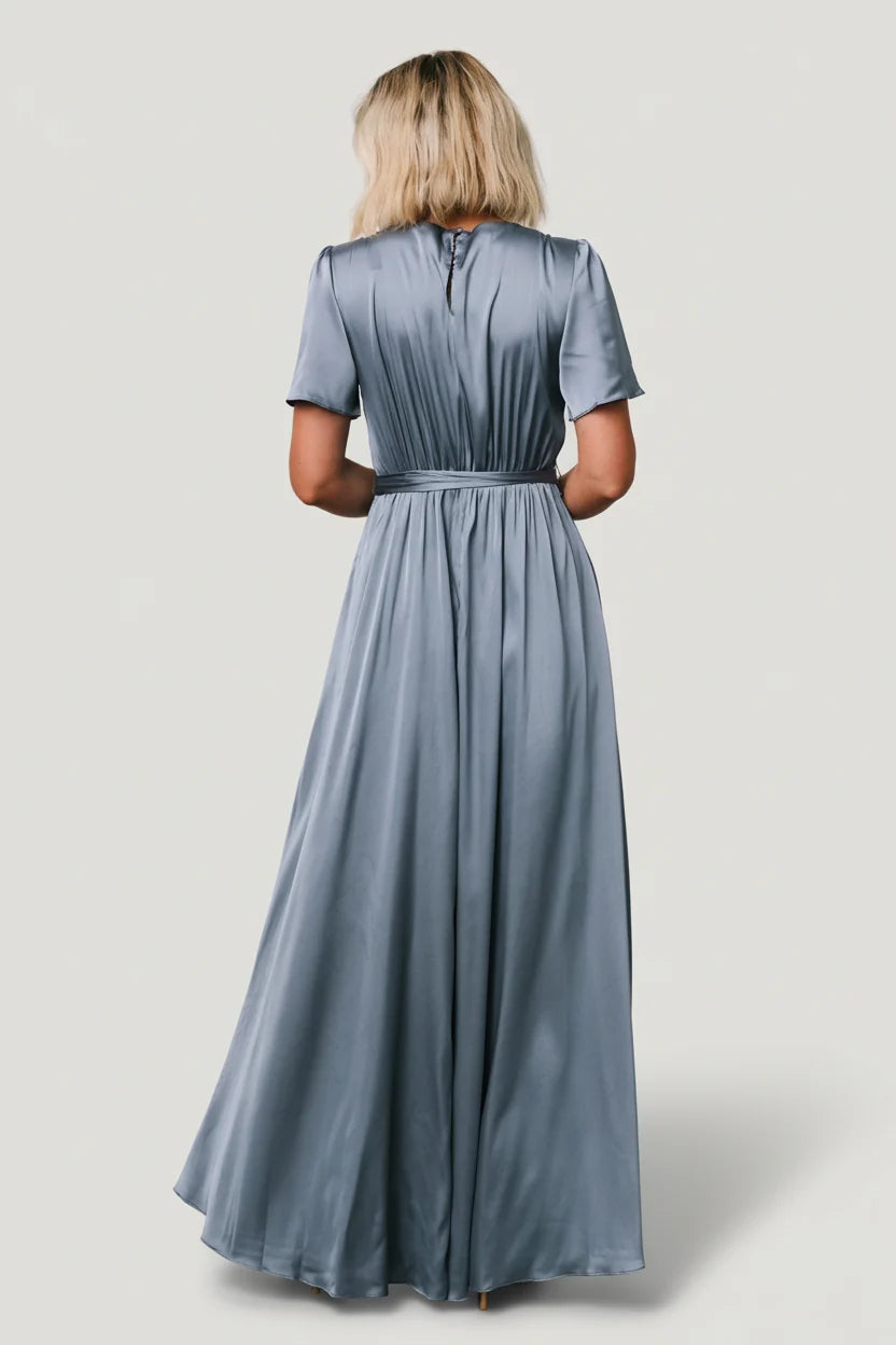 Agnes Satin Maxi Dress | Whisper Blue