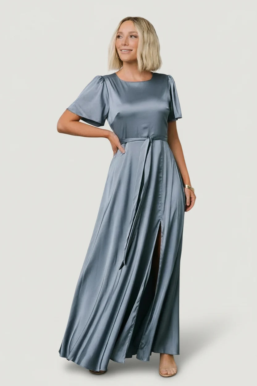 Agnes Satin Maxi Dress | Whisper Blue