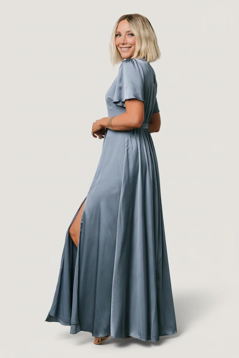 Agnes Satin Maxi Dress | Whisper Blue