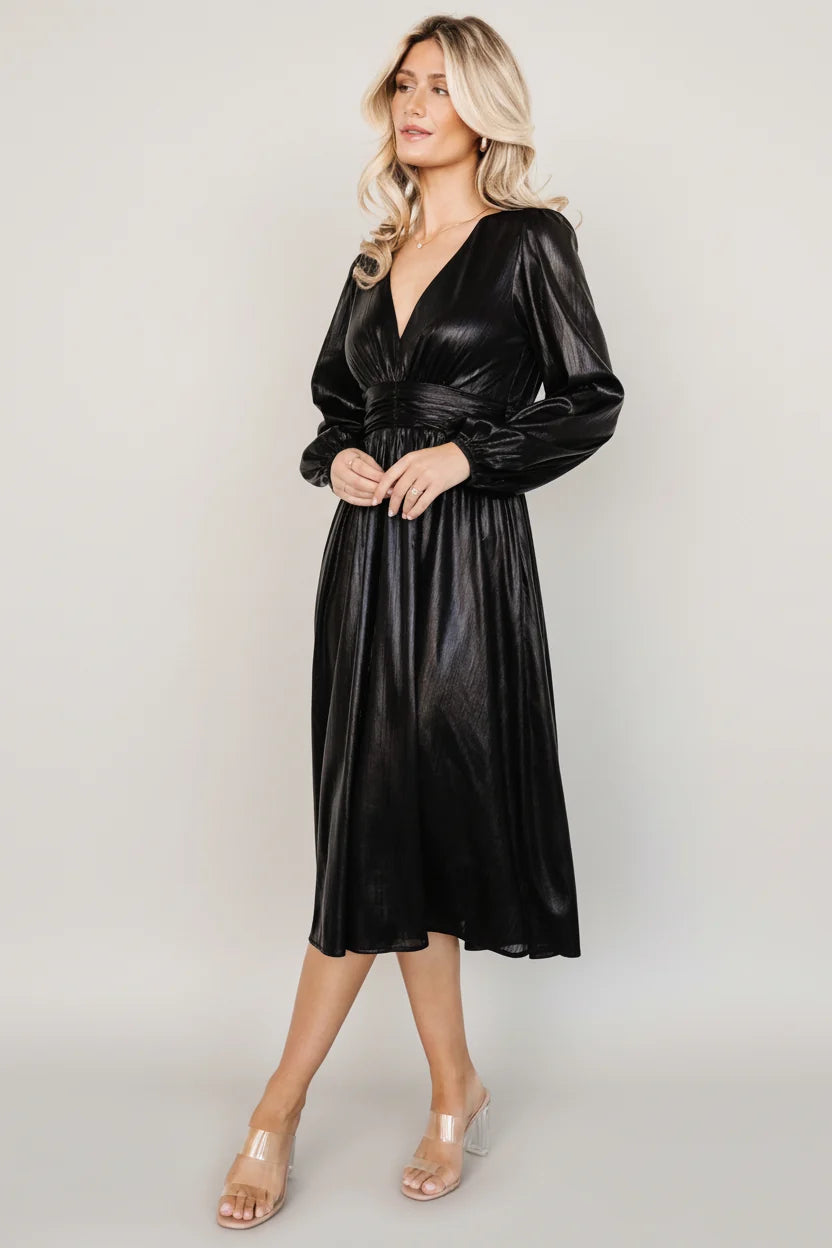 Aisha Shimmer Dress | Black